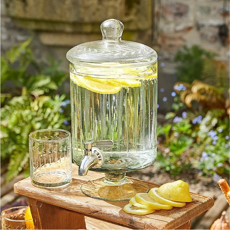 Mirabeau Wasserkaraffe Getränkespender Makiya klar, Hochzeitsdeko, Liebevolle Handarbeit, Kunstvoller Glasschliff