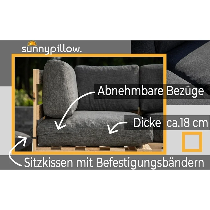sunnypillow Palettenkissen Palettenpolster für Palettenmöbel für Haus und Garten – Bild 3