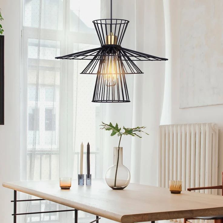 Hängeleuchte, Metalldraht, schwarz, D 45 cm – Bild 4