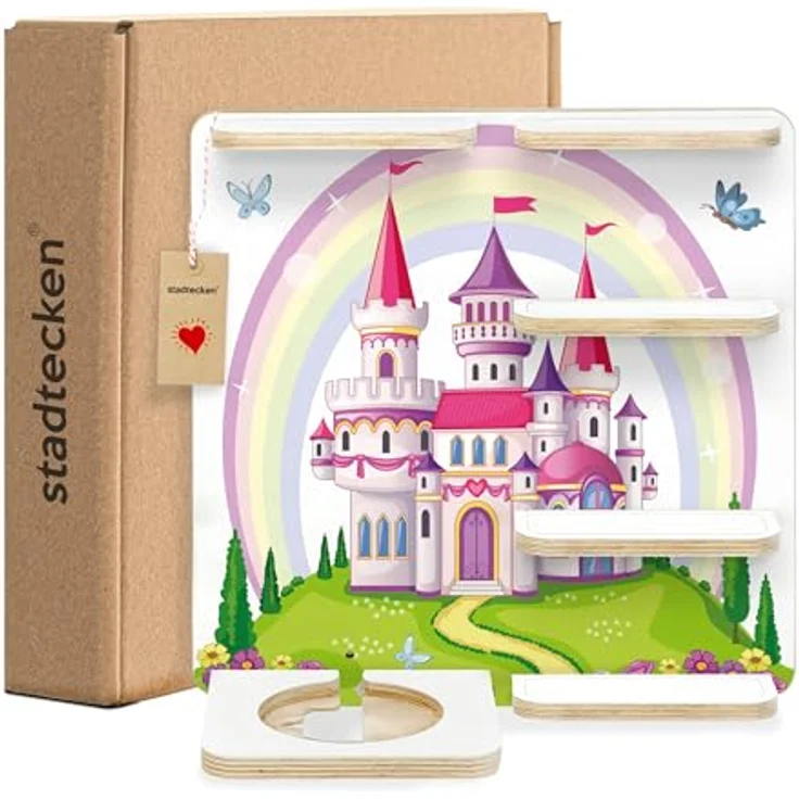 stadtecken Holzregal für Musikbox – Passend für Toniebox & ca. 40 Tonies | Perfekte Aufbewahrung fürs Kinderzimmer | Zum Aufhängen | Erweiterbar (Fantasieschloss) – Bild 4