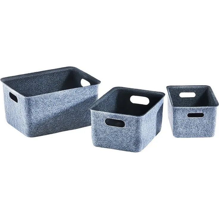 Kobolo Aufbewahrungskorb Filzkorb außen grau innen schwarz im 3er Set 37 cm