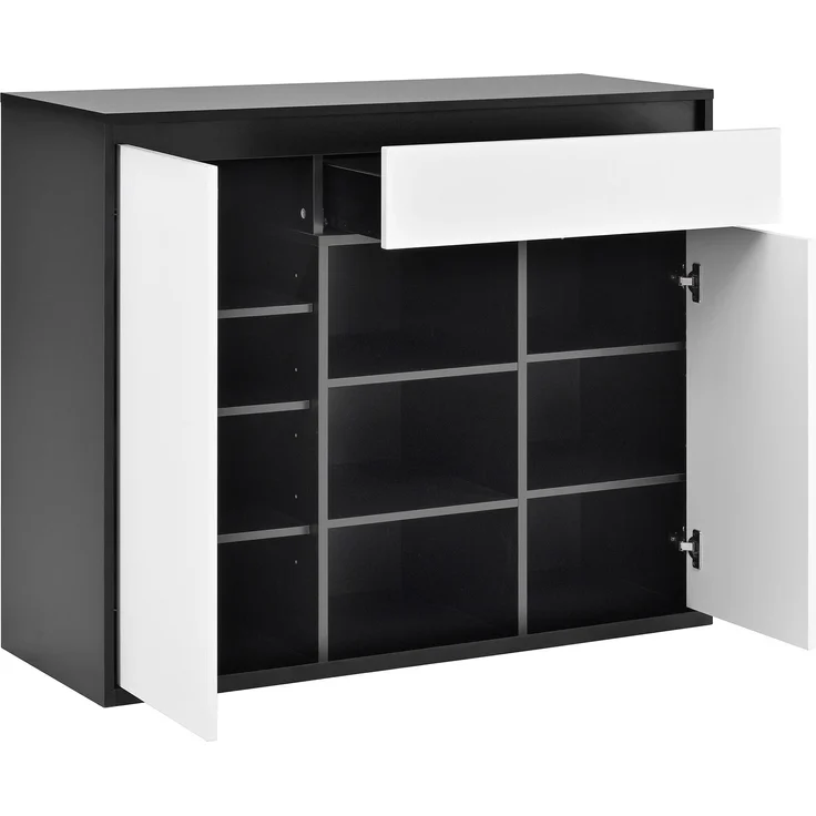 Schuhschrank aus Spanplatte mit LED & Glasböden, 105x39,5x86 cm, Schwarz – Bild 9