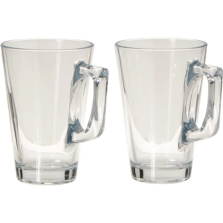 Pasabahce, 2-er Set Vela Style 55201 Tee oder Kaffee Glastasse mit Henkel, ca. 250 ml Fassungsvermögen