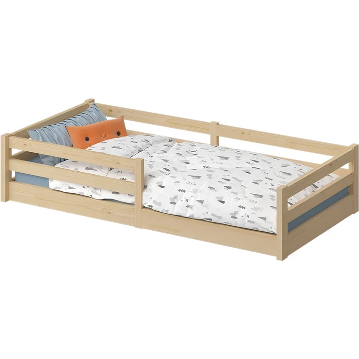 Bellabino 'Iskri' Bodenbett 90x200 cm, natur, Massivholz Kiefer, Montessori Kinderbett mit Rausfallschutz und Lattenrost – Bild 10