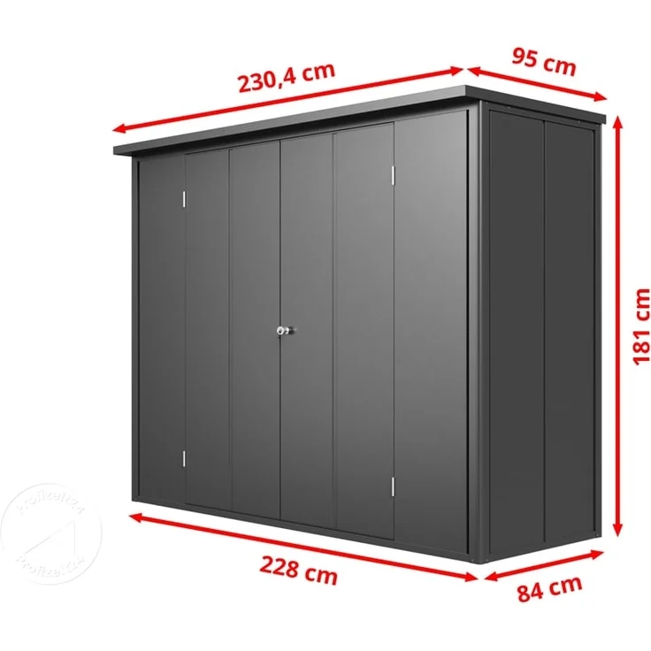 GFP Primeyard Geräteschrank Metall 228x84x181 cm Gartenschrank anthrazit inkl. Fußboden – Bild 10