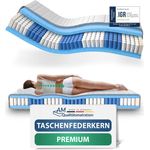 AM Qualitätsmatratzen Hochwertige 7-Zonen Taschenfederkernmatratze 90x200 cm - 24 cm Premiumhöhe - Tonnentaschenfederkernmatratze 90x200 cm - H4