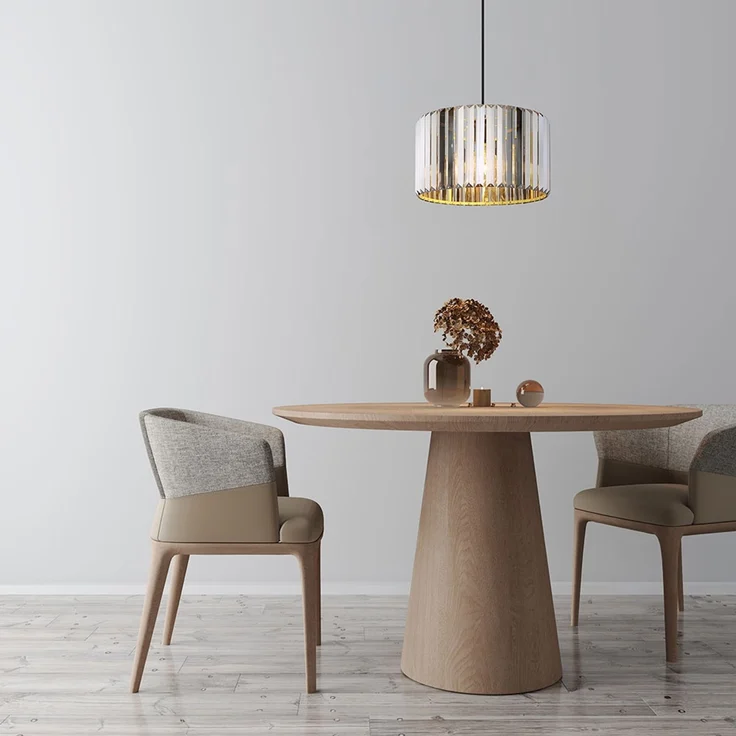 LED Hängeleuchte, Holzoptik, Kristall rauch, H 120 cm – Bild 10