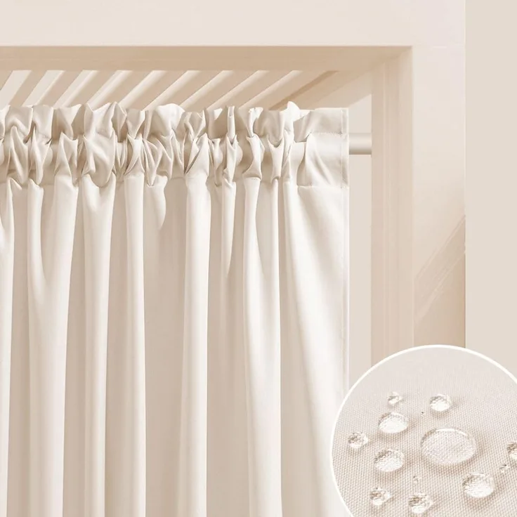 ROOM99 Outdoorvorhäng mit Kräuselband Garden Line 155x250 cm Breite x Höhe Outdoor Vorhang wetterfest Wasserdicht Sichtschutz Sonnenschutz Gardinen Garten Winddicht Helle Creme, 1 Stück