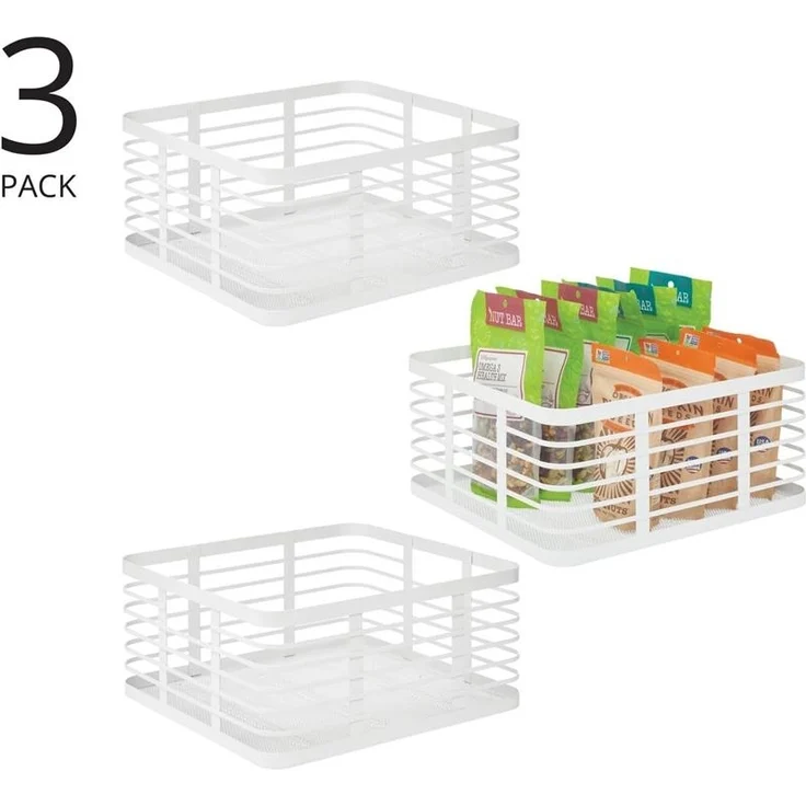 mDesign Allzweckkorb Drahtkorb Gitterbox Aufbewahrung 3er Set Metall Weiß – Bild 4