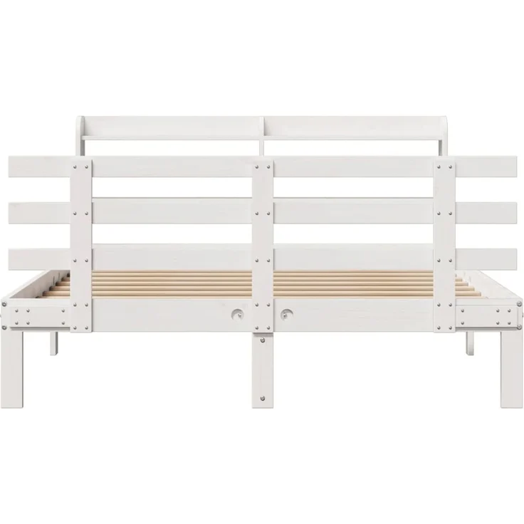 Doppelbett, Bettgestell Modernen mit Kopfteil ohne Matratze Weiß 160x200 cm d1030e – Bild 4