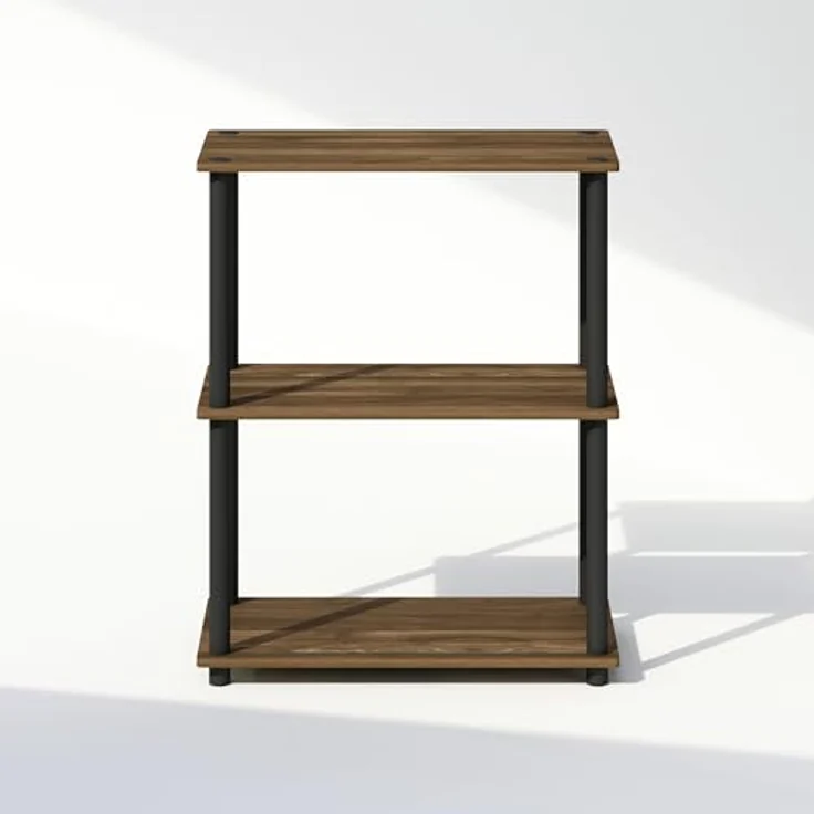 Furinno Turn-N-Tube 3-stufiges, kompaktes Mehrzweck-Präsentationsregal, Regaleinheit, Bücherregal, Columbia Walnuss/Schwarz – Bild 6