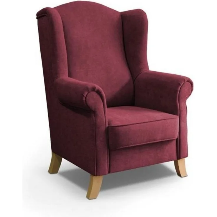 Beautysofa Ohrensessel Leonardo (mit Holzbeine, Wellenfedern)