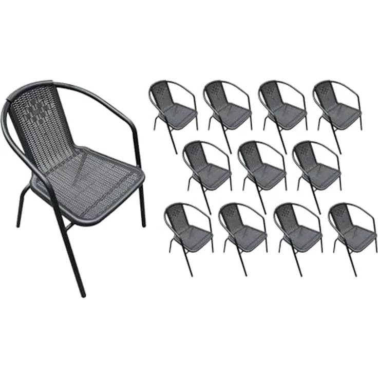 LC Garden Stapelstuhl Garvista Stapelstuhl 54x52x72cm schwarz Gartenstuhl Terassenstuhl, Pulverbeschichteter Stahl