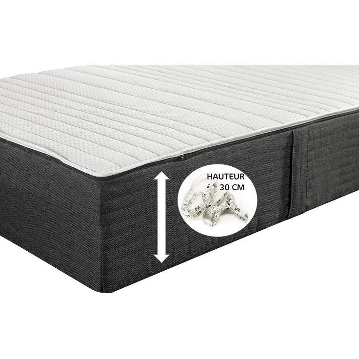 Abeil - XXL-Schaummatratze Double Sensation – Breite 30 cm – 1 mittlere Seite H2, 1 Seite fest H3 – ultraweicher Bezug, abnehmbar & maschinenwaschbar – Öko-Tex Zertifiziert – Weiß, 140x190 cm – Bild 3