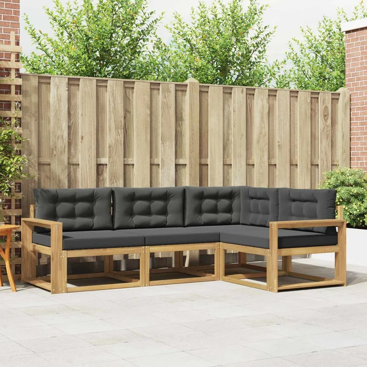 vidaXL Outdoor-Sofagarnitur 4 stk. Weiß und Anthrazit 3386381 – Bild 1