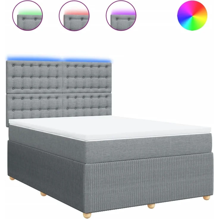 vidaXL Boxspringbett mit Matratze Hellgrau 140x200 cm Stoff 3294393 – Bild 2