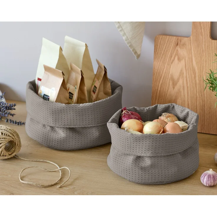 ZELLER 14532 Aufbewahrungskorb Ø 20 cm in TAUPE Waffelpiqué, Polyester / Korb – Bild 7