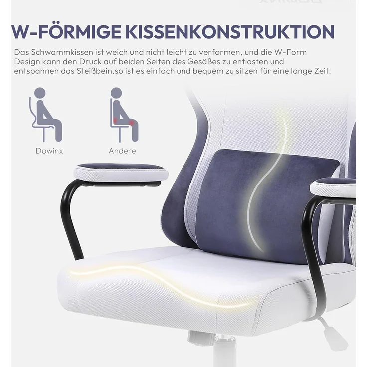 Dowinx Gaming Stuhl Erwachsene Kinder Ergonomisch Lendenwirbelstütze Bürostuhl – Bild 4