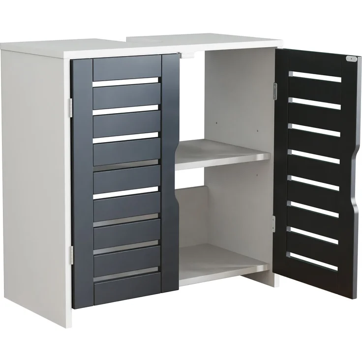 VCM Badmöbel Waschbeckenunterschrank Flonali 921300 Weiß / Anthrazit H. 60 x B. 60 x T. 29 cm – Bild 2