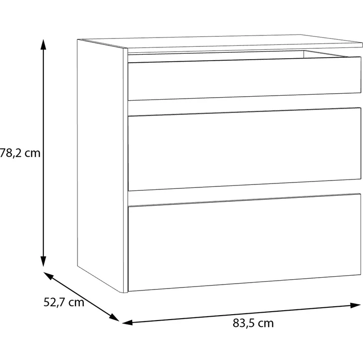 Forte SCHACH & MATT 2 Schubladenblock mit 3 Schubladen, Innenkommode für Kleiderschrank, Holzwerkstoff, Grau Textilnachbildung, 83,5 cm breit x 78,2 cm hoch x 52,7 cm tief – Bild 5