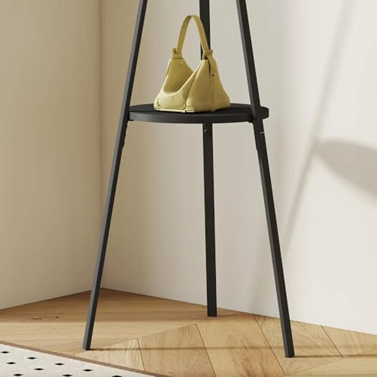 HOMCOM Garderobenständer Kleiderständer mit 8 Haken, (Kleidungsständer, 1 St, Standgarderobe), Metall, Schwarz, 45 x 45 x 180 cm – Bild 9