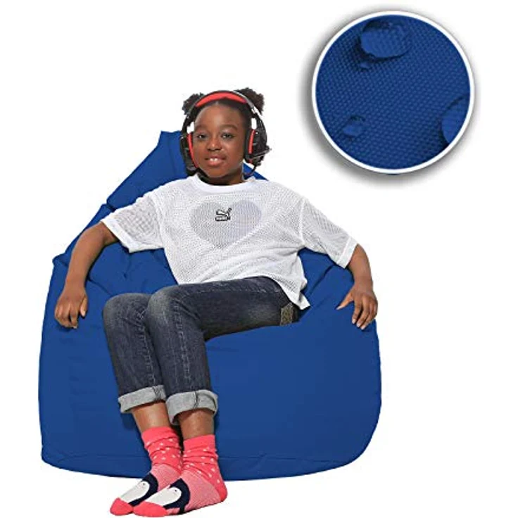HomeIdeal - Sitzsack XXL Bodenkissen für Erwachsene & Kinder - Geeignet für Gaming oder Entspannen - Indoor wie Outdoor da er Wasserfest ist - mit EPS Perlen, Farbe:Blau, Größe:XXXL – Bild 8