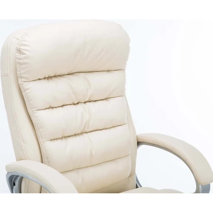 DELUKE® Bürostuhl SOUK - 116x68x77, Creme Kunstleder Metall in Chromoptik Gestell ergonomische Bürostühle Homeoffice Stuhl mit Rollen – Bild 3