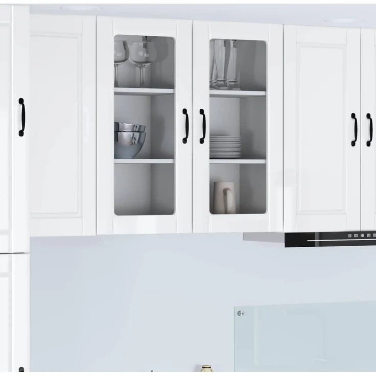 vidaXL Wandglas-Schrank PORTO Hochglanz-Weiß 40 x 31 x 80 cm 885343 – Bild 1