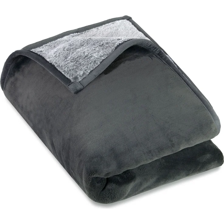 ZOLLNER Kunstfelldecke 100% Polyester in der Größe 150x200 cm, grau – Bild 1