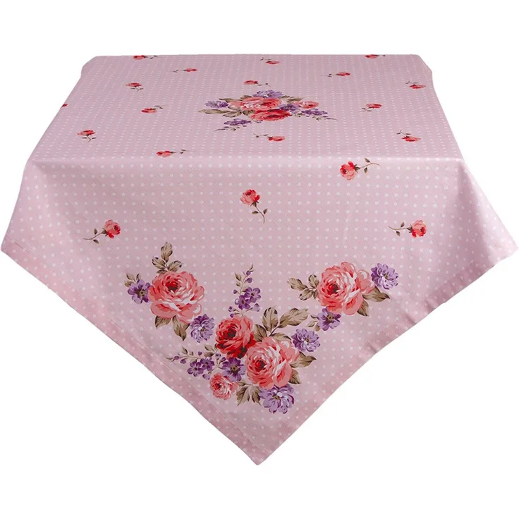 Clayre & Eef Tischdecke Dotty Rose (1-tlg, 1-teilig), quadratische Tischdecke Mitteldecke ca. 100x100cm Baumwolle