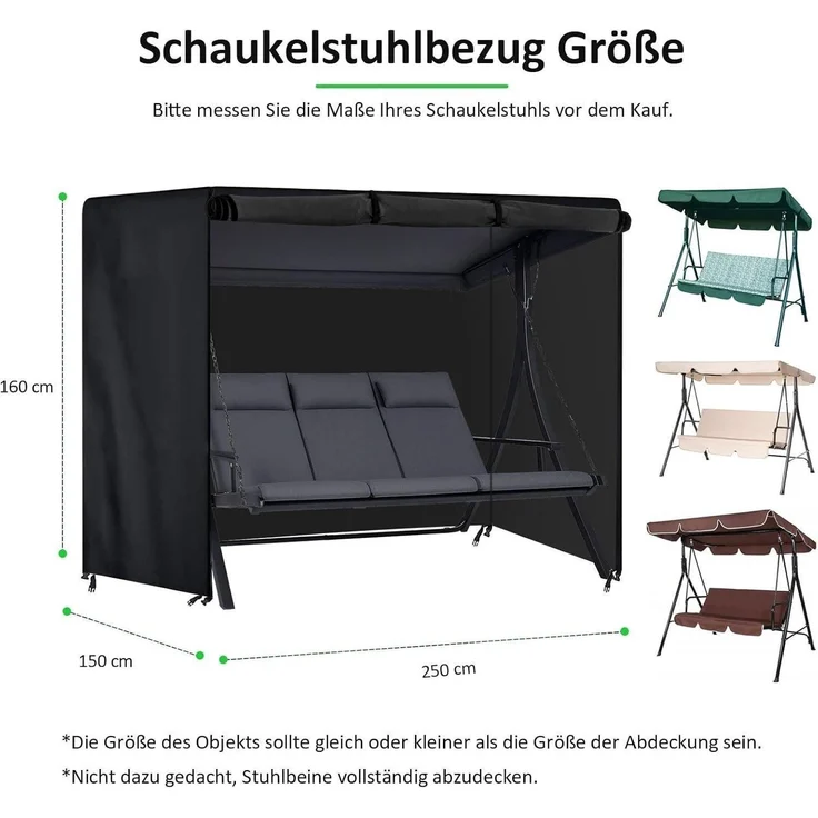 PATWING Hollywoodschaukel Abdeckung 3-4Sitzer 600D Oxford Wasserdicht – Bild 2