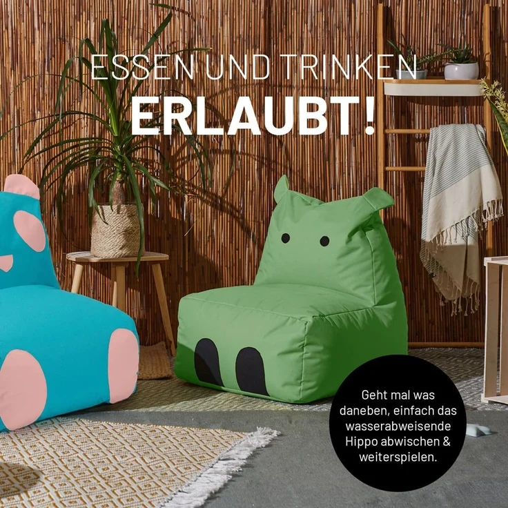 LUMALAND 'Animal Line Hippo' Kindersitzsack, indoor & outdoor, Polyester senfgelb, 200 l – Bild 5