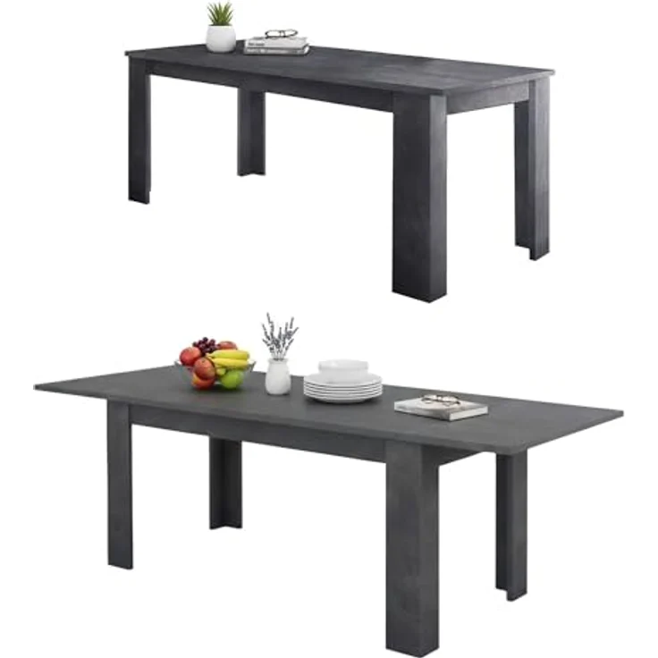 Dmora - Ausziehbarer Tisch Natan, Ausziehbare Konsole für bis zu 12 Sitzplätze, Ausziehbare Konsole 100 % Made in Italy, 160/210 x 90 x 75 cm, Schiefer – Bild 3