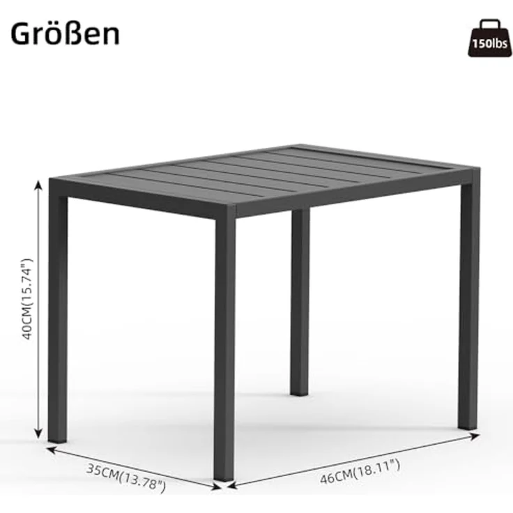 Melko Gartentisch Aluminium Beistell Balkontisch rechteckig Terrassentisch (1-St) – Bild 2