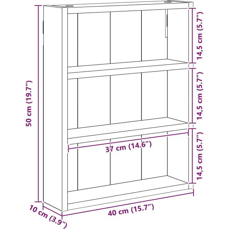 vidaXL Badezimmer-Wandschrank mit Regal Sonoma-Eiche 40 x 10 x 50 cm 889345 – Bild 8
