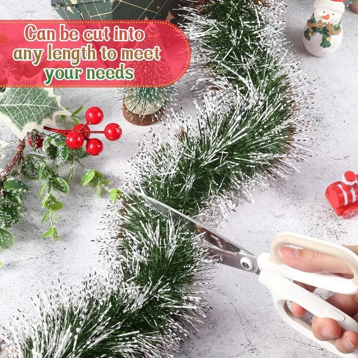 10m Weihnachts Lametta Girlande grüne Metallisches Glitzerndes Deko Winter – Bild 4