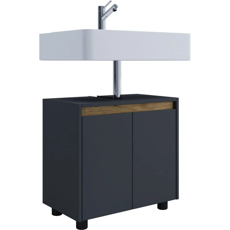 VCM Badmöbel Waschbeckenunterschrank Cosila 921838 Anthrazit / Honig-Eiche H. 55 x B. 57 x T. 33 cm – Bild 1