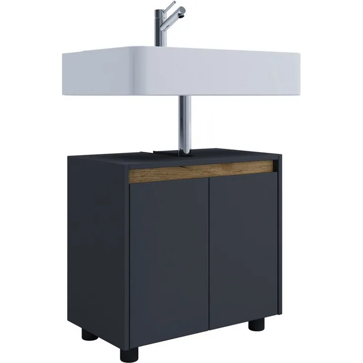 VCM Badmöbel Waschbeckenunterschrank Cosila 921838 Anthrazit / Honig-Eiche H. 55 x B. 57 x T. 33 cm