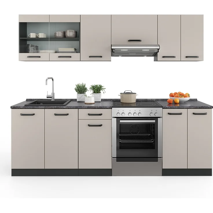 Küchenzeile R-Line Cashmere 240 cm , AP Anthrazit Vicco – Bild 5