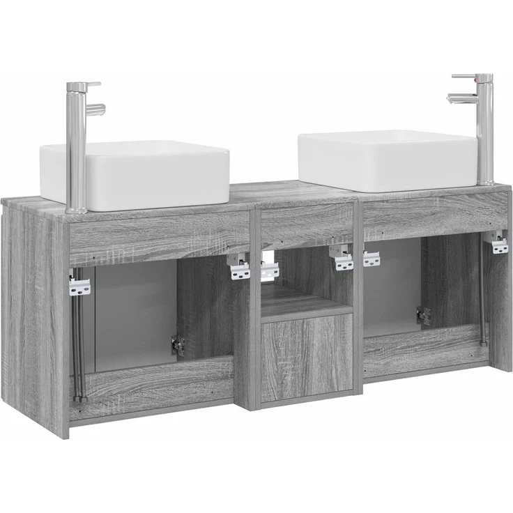 vidaXL Badezimmerschrank-Set 3 stk. Grau Sonoma 135 x 35 x 80 cm 3405663 – Bild 8