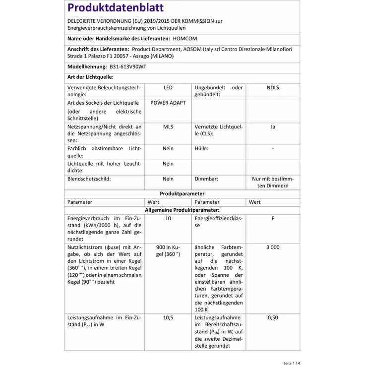 HOMCOM Stehlampe Dimmbar Stehleuchte mit Dreibein, Fußschalter, Dimmfunktion, LED fest integriert, Warmweiß, für Wohnzimmer Schlafzimmer, Weiß – Bild 10