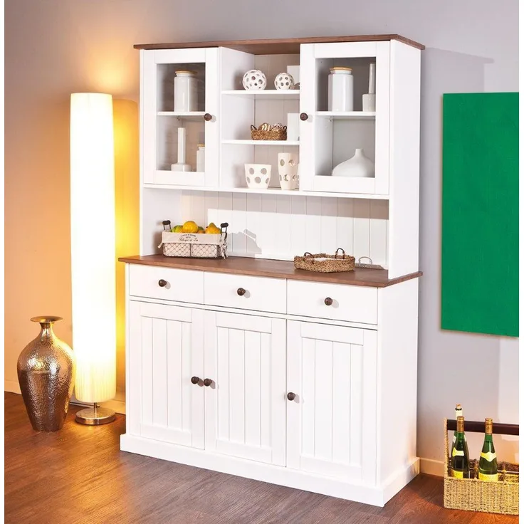 Buffet Vitrine Westerland 5-türig im Landhausstil - Massivholz