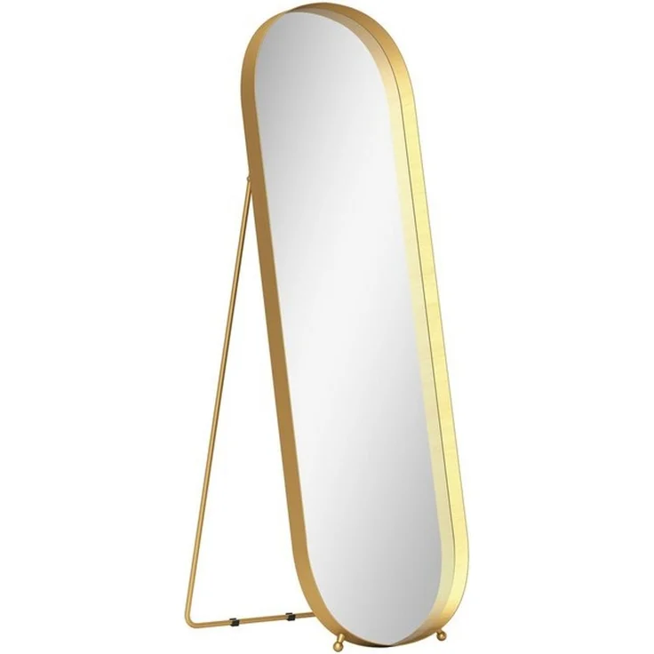 HOMCOM Standspiegel rechteckiger Ganzkörperspiegel mit abgerundeten Ecken (für Schlafzimmer, Wohnzimmer, 1-St, zum Aufstellen auf dem Boden oder an die Wand), 40 x 6 x 160 cm, Gold – Bild 4