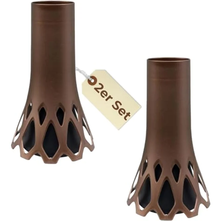 GarPet 2er Set Grabvase mit Sockel, frostsicher und stabil, 1 L Fassungsvermögen, Bronze – Bild 1