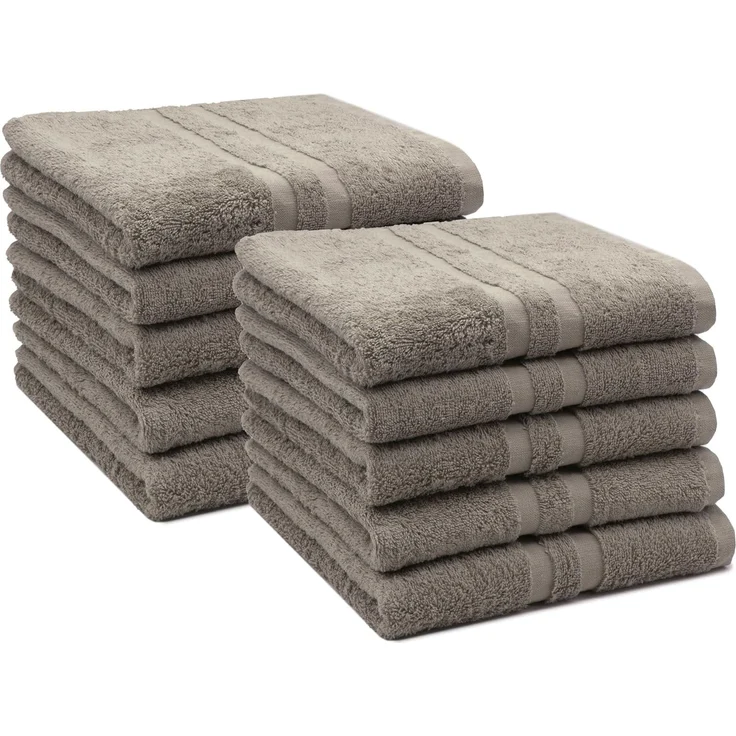 ZOLLNER 10er Set Handtücher, 50x100 cm, 100% Baumwolle, fango – Bild 1