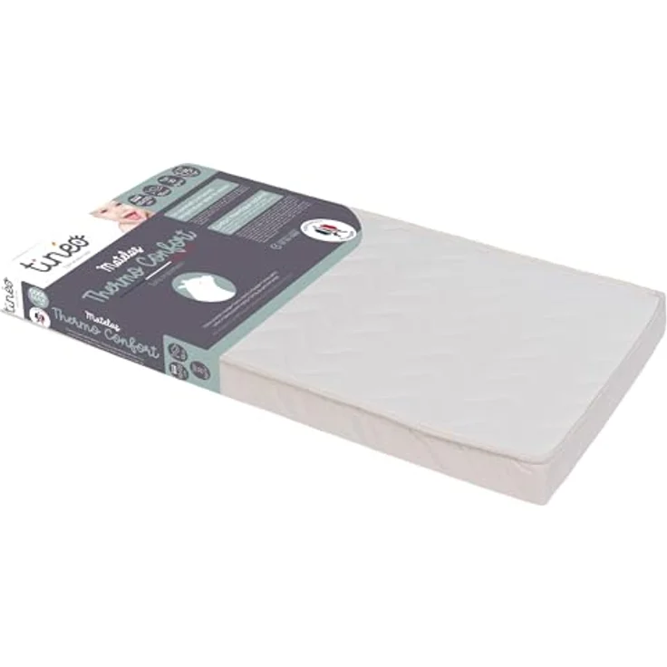 TINÉO Matelas Thermo Confort 60x120x10 cm, Polyuréthane, Blanc, Simple – Bild 3