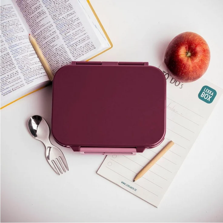 LEKKABOX Lunchbox Mini Kinder Bentobox, 3 Fächer - Brotdose Vesperdose Brotbüchse, Für feuchte Lebensmittel auslaufsicher, inkl. extra Trenner – Bild 3