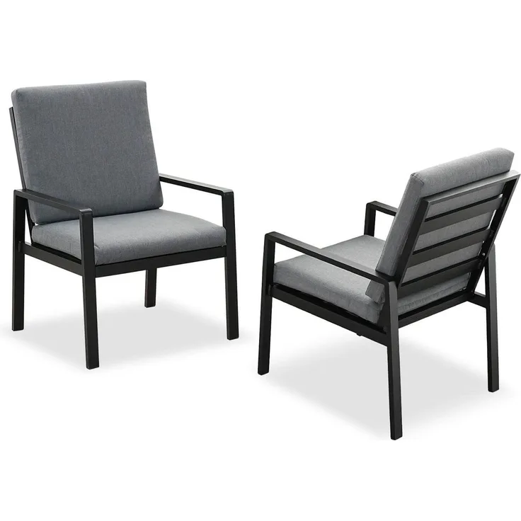 MeXo Gartenlounge-Set Alu Gartenmöbel-Sets Gartenstuhl, (2-tlg, 2 Esszimmerstühle, 60x 68x 85 cm, 4 Auflagen, bis zu 140 kg belastbar), wetterfest Gartengarnitur Set