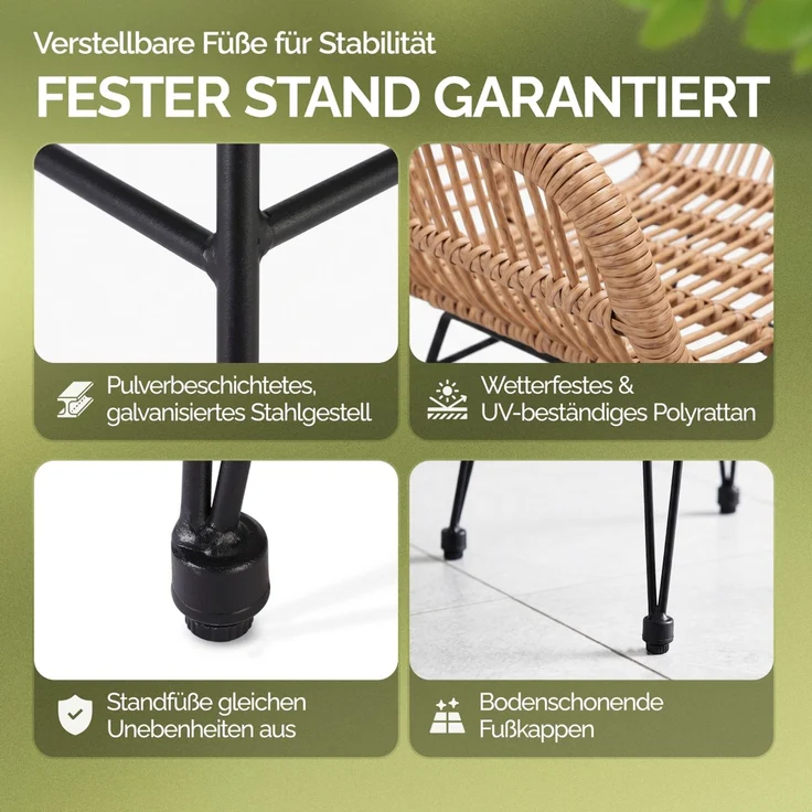 CASARIA® Korbsessel Gartenstühle 2er Set Bali Polyrattan – Bild 6