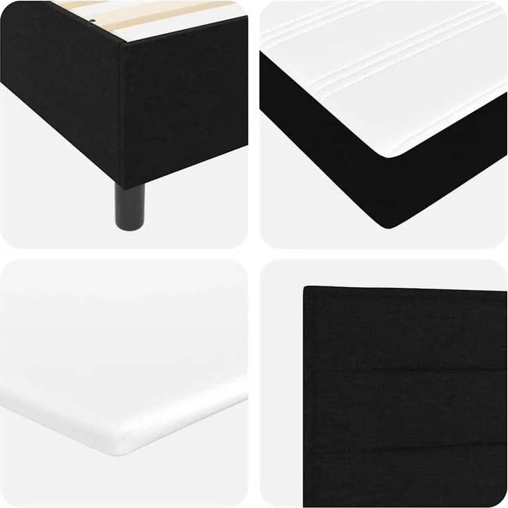 vidaXL Boxspringbett mit Matratze mit LED Schwarz 90 x 190 cm Stoff 3342755 – Bild 11